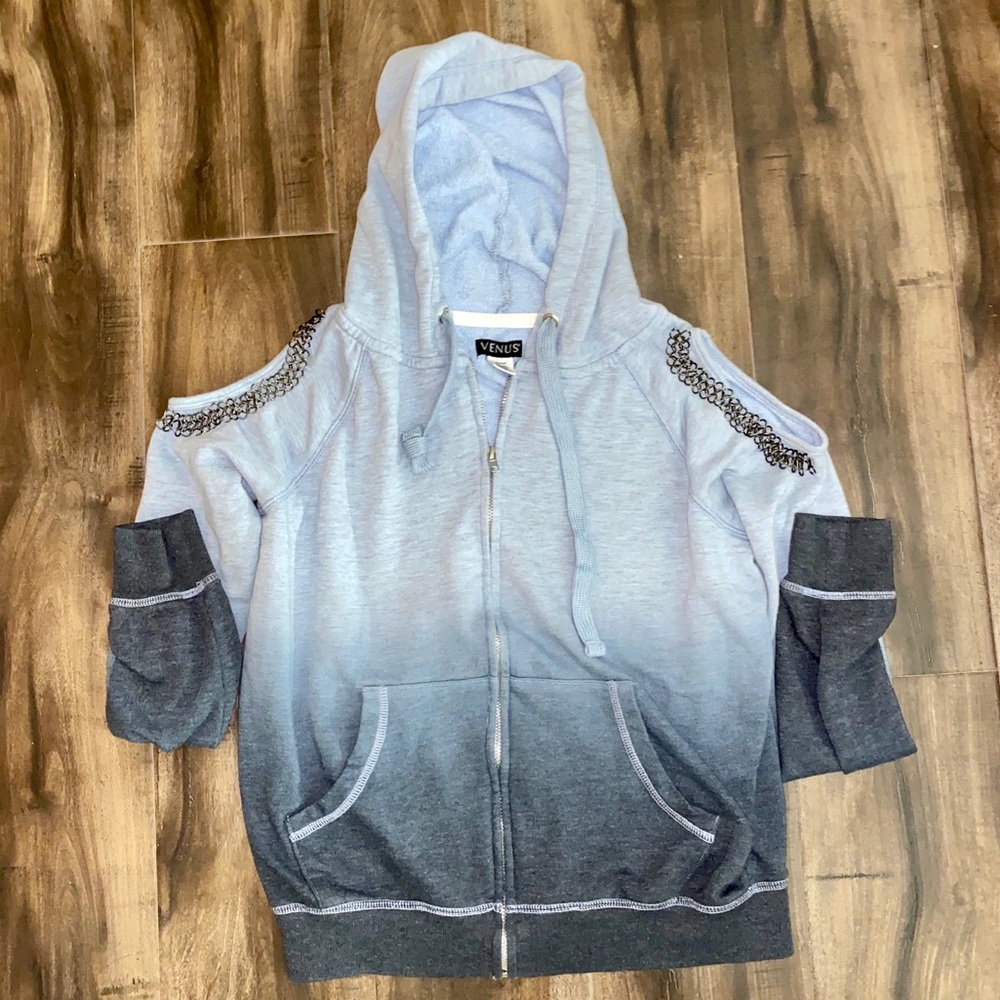 Venus blue zip up hoodie with chain detail size xs